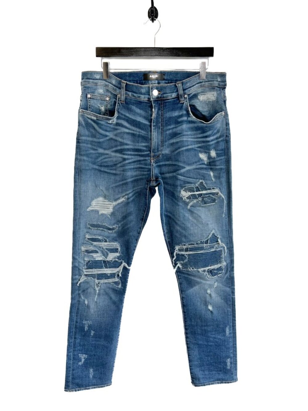 Amiri MX1 Blue Distressed Biker Jeans